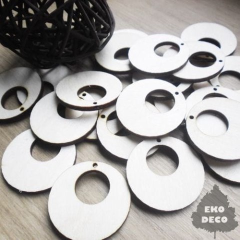 ED Kolczyki koło 35x35mm z wyciętym kołem (090)- sklejka para z biglami i kółkami