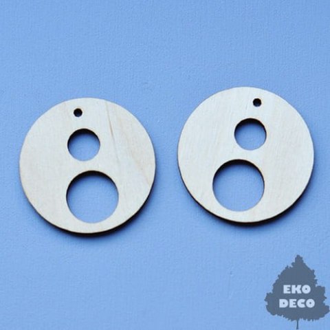 ED Kolczyki koło 45x45mm z dwoma kółkami (093) - sklejka para z biglami i kółkami