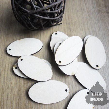 ED Kolczyki owal 40x25mm (088)- sklejka para z biglami i kółkami