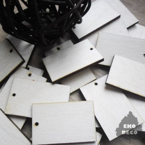 ED Kolczyki prostokąt 25x40mm rogi proste (096)- sklejka para z biglami i kółkami