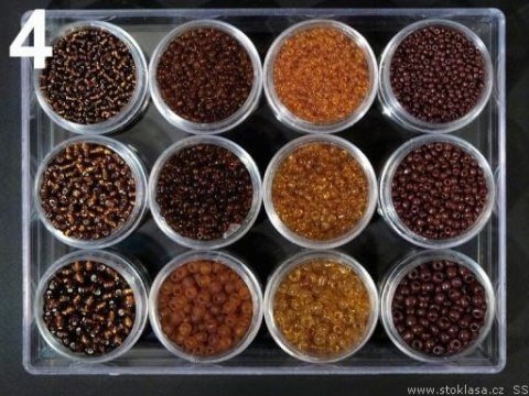 Koraliki - rokail w pojemniczkach ok. 14gx12 opakowań - brązowe