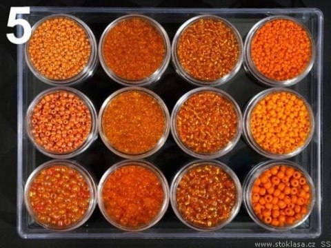 Koraliki - rokail w pojemniczkach ok. 14gx12 opakowań - pomarańczowe