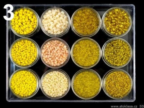 Koraliki - rokail w pojemniczkach ok. 14gx12 opakowań - żółte