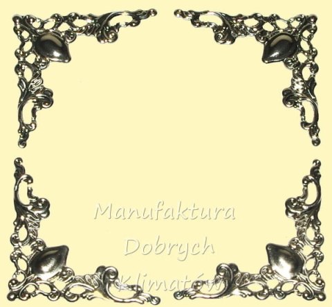 Narożniki ozdobne ok.4,1x4,1cm kolor srebrny - kpl. 4szt (012)