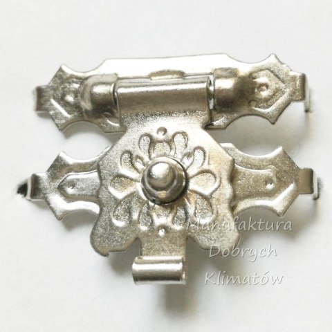 Zapięcie ozdobne zatrzask ok. 18x16 mm kolor srebrny (030)