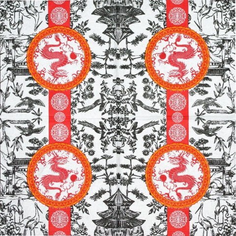 Serwetka nr. 2044 Chinese Dragon Toile white [33x33]