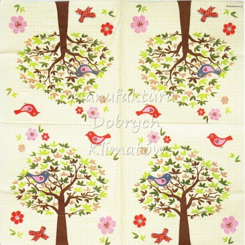 Serwetka nr. 2070 Birds tree beige [33x33]