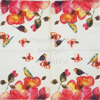 Serwetka nr. 2443 Tropical birds cream [33x33]
