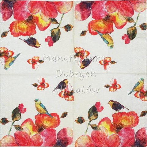 Serwetka nr. 2443 Tropical birds cream [33x33]