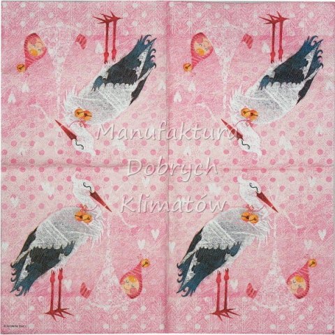 Serwetka nr. 2462 Baby girl stork [33x33]