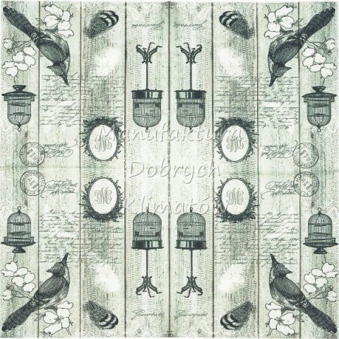 Serwetka nr. 2470 Vintage birds & cages [33x33]