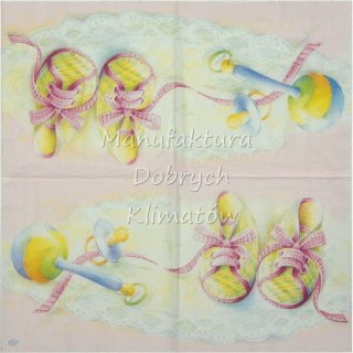 Serwetka nr. 2494 Baby shoes rose [33x33]