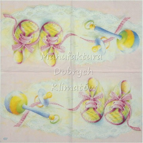 Serwetka nr. 2494 Baby shoes rose [33x33]