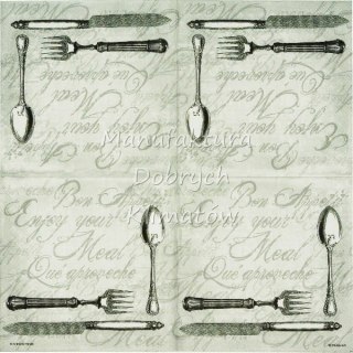 Serwetka nr. 2519 Enjoy your meal grey [33x33]