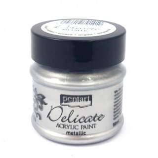 Pentart - Farba akrylowa Delicate - METALICZNE SREBRO 50ml