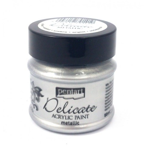 Pentart - Farba akrylowa Delicate - METALICZNE SREBRO 50ml