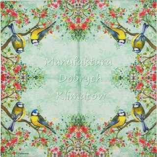 Serwetka nr. 2586 Bird watching green [33x33]