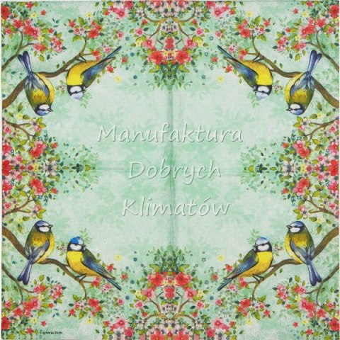 Serwetka nr. 2586 Bird watching green [33x33]