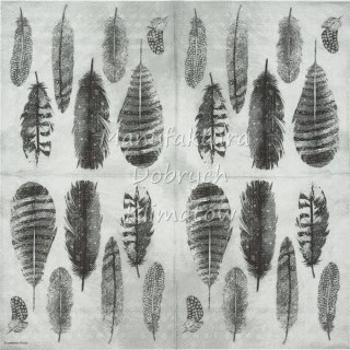 Serwetka nr. 2603 Feathers grey [33x33]