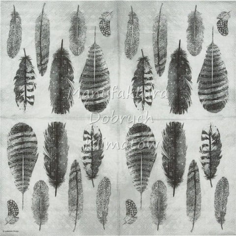 Serwetka nr. 2603 Feathers grey [33x33]