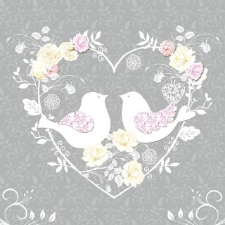 Serwetka nr. 2851 Turtle doves grey [33x33]