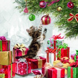 Serwetka nr. 2859 Kitten and baubles [33x33]