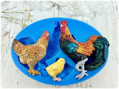 Forma silikonowa Mila Project Kogut, kura i kurczątko [FMP060]