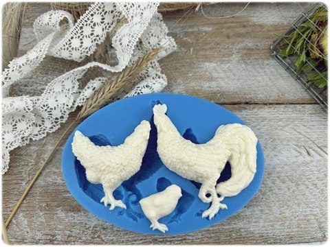 Forma silikonowa Mila Project Kogut, kura i kurczątko [FMP060]