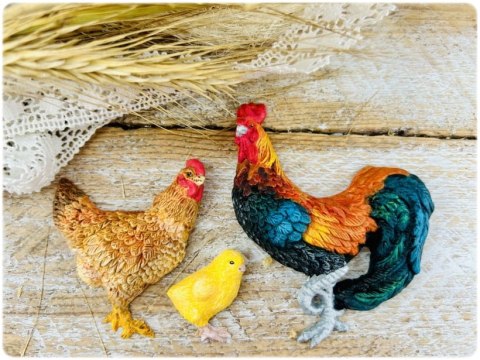 Forma silikonowa Mila Project Kogut, kura i kurczątko [FMP060]