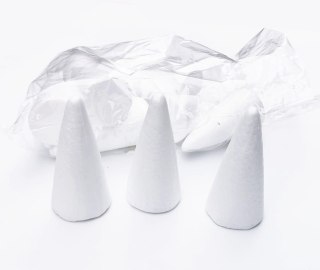 Stożek styropianowy 10x4,5cm - styropian miękki chiński - opakowanie 12szt