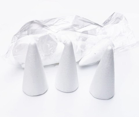 Stożek styropianowy 10x4,5cm - styropian miękki chiński - opakowanie 12szt