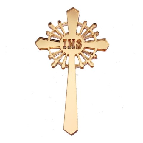 Toper na bok tortu krzyż złote lustro