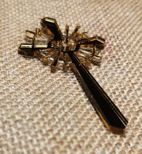 Toper na bok tortu krzyż złote lustro