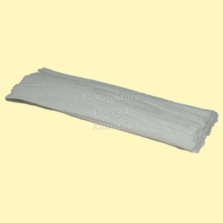 Druciki kreatywne - wyciory CHENILLE rozm.8mm 30cm/10szt - kolor Biały 01