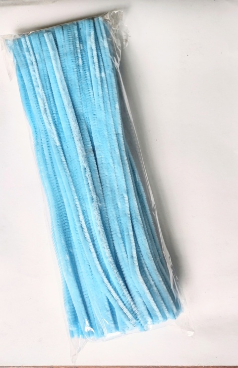 Druciki kreatywne - wyciory CHENILLE rozm,8mm 30cm/100szt - kolor Błękitny 44