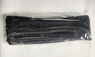 Druciki kreatywne - wyciory CHENILLE rozm,8mm 30cm/100szt - kolor Czarny 21