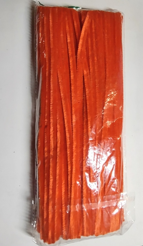 Druciki kreatywne - wyciory CHENILLE rozm,8mm 30cm/100szt - kolor Pomarańczowy 35