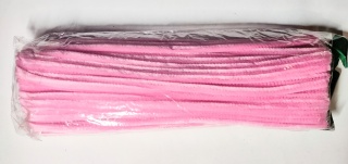 Druciki kreatywne - wyciory CHENILLE rozm,8mm 30cm/100szt - kolor Różowy blady 39