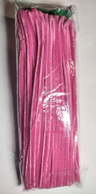 Druciki kreatywne - wyciory CHENILLE rozm,8mm 30cm/100szt - kolor Różowy jasny 40