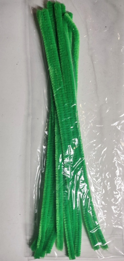 Druciki kreatywne - wyciory CHENILLE rozm,8mm 30cm/100szt - kolor Zielony 51