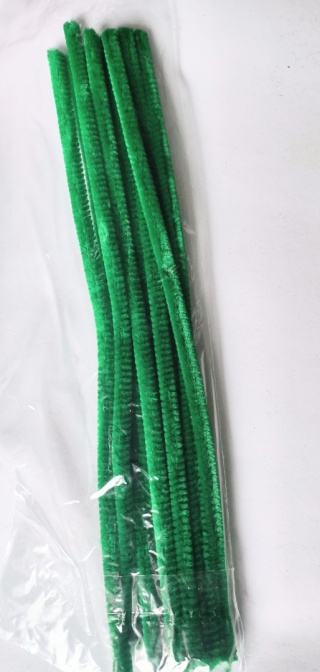 Druciki kreatywne - wyciory CHENILLE rozm,8mm 30cm/10szt - kolor Ciemno-zielony 16