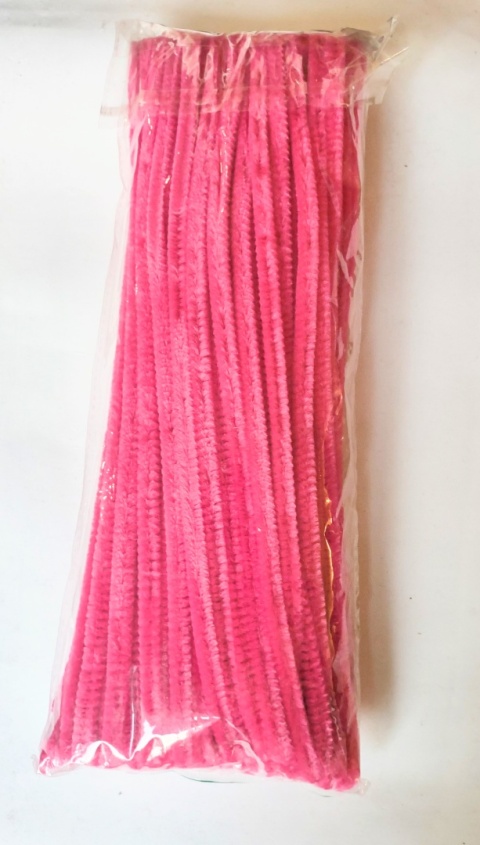 Druciki kreatywne - wyciory CHENILLE rozm,8mm 30cm/10szt - kolor Różowy 08