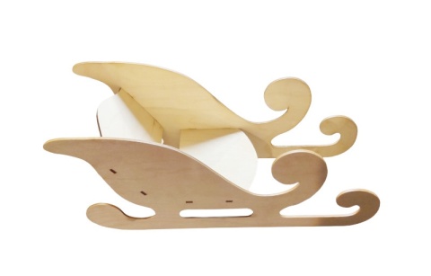 Sanie Św. Mikołaja sklejka 3D - ok. 100x45x40mm - małe (408)