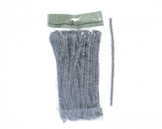 Druciki kreatywne metaliczne- wyciory CHENILLE rozm.8mm 30cm/100szt - kolor Srebrny M2