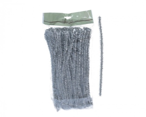 Druciki kreatywne metaliczne- wyciory CHENILLE rozm.8mm 30cm/100szt - kolor Srebrny M2