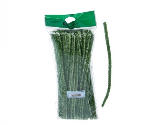 Druciki kreatywne metaliczne- wyciory CHENILLE rozm.8mm 30cm/100szt - kolor Zielony M17