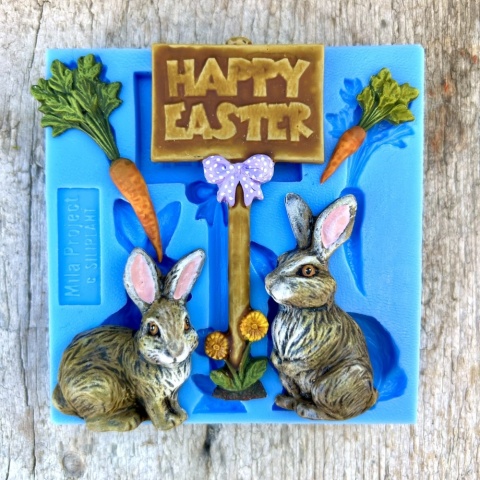 Forma silikonowa Mila Project Wielkanocne Zajączki „Happy Easter Bunnies” [FMP105]
