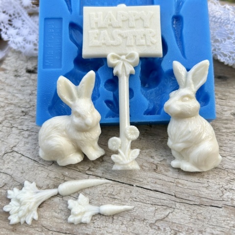 Forma silikonowa Mila Project Wielkanocne Zajączki „Happy Easter Bunnies” [FMP105]