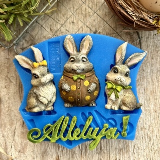 Forma silikonowa Mila Project Zajączki i napis Alleluja “Alleluja Bunnies” [FMP132]