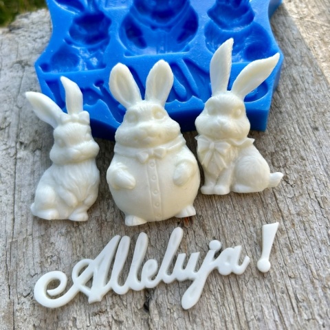 Forma silikonowa Mila Project Zajączki i napis Alleluja “Alleluja Bunnies” [FMP132]